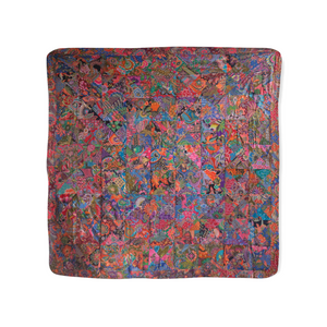 Handmade Reversible Batik Quilt Blanket / Throw - TR0045 - Queen and King Bed Size 87"x87"