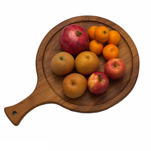 Charcuteria Board or Pizza Serving Tray Teak Wood 13.5 Inches