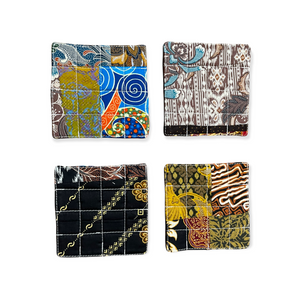 Batik Coasters Quilted Patchwork Fabric Set of 4 - Mixed Patterns