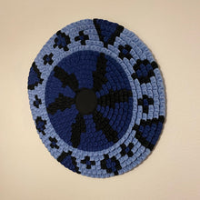 Load image into Gallery viewer, Patchwork Circle Wall Hanging Fabric Art Wall Decor Hand Sewn 20&quot; - Blue