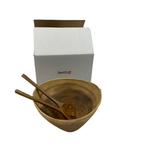 Load image into Gallery viewer, Large Suar Wood Salad Bowl &amp; Servers Teak Set