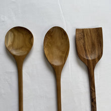 Load image into Gallery viewer, Set of 3 Cooking Kitchen Utensils Teak Wood 14inches ( two spoons and one spatula)