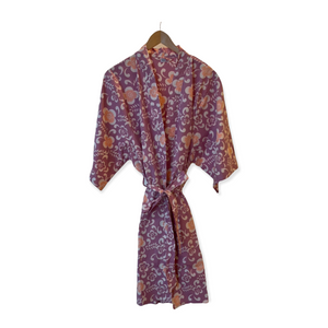 Handmade Batik Robe/ Kimono - Cotton - Plumeria