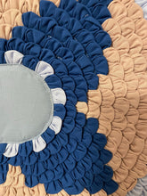 Load image into Gallery viewer, Patchwork Circle Wall Hanging Fabric Art Wall Decor Hand Sewn 20&quot; - Blue &amp; Pink