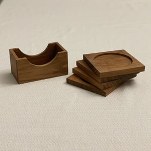 Handmade Teak Wood Coaster Set of Four - Square