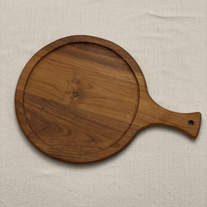 Charcuteria Board or Pizza Serving Tray Teak Wood 13.5 Inches