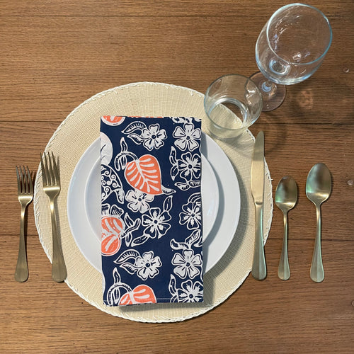 Batik Cloth Napkin Set of Four - Monstera
