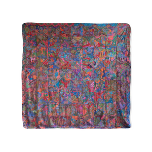 Handmade Reversible Batik Quilt Blanket / Throw - TR0042 - Queen and King Bed Size 87"x87"