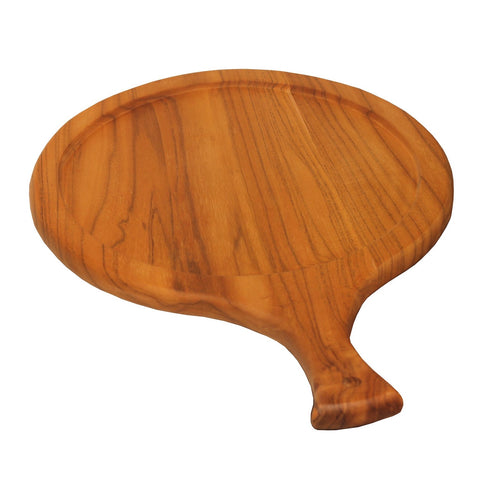 Charcuteria Board or Pizza Serving Tray Teak Wood 13.5 Inches