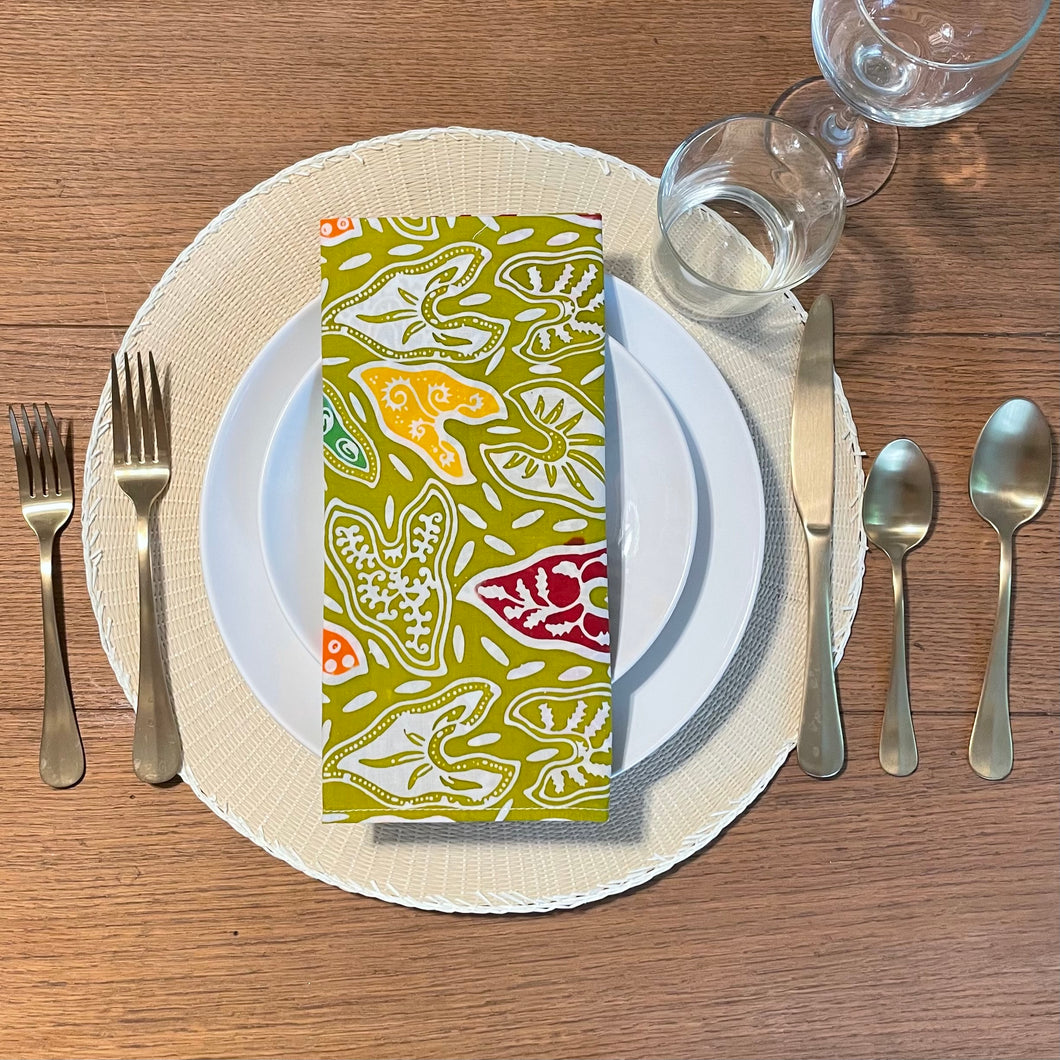 Batik Cloth Napkin Set of Four - Taro Leaf