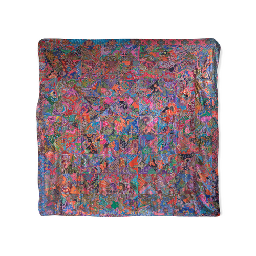 Handmade Reversible Batik Quilt Blanket / Throw - TR0042 - Queen and King Bed Size 87