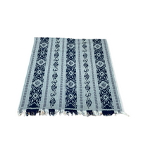 Load image into Gallery viewer, Ikat Blanket Throw, Gray &amp; Dark Blue Handwoven in Indonesia