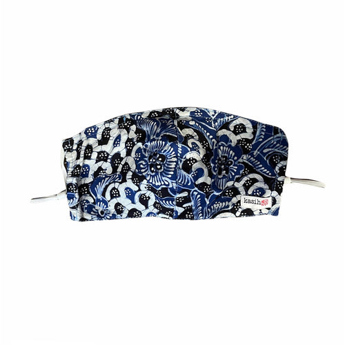 Hand Dyed Indonesia Batik Face Mask Three Layers 100% Cotton with Nose Wire Filter Pocket Soft Elastic Band