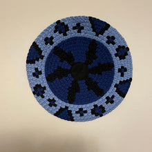 Load image into Gallery viewer, Patchwork Circle Wall Hanging Fabric Art Wall Decor Hand Sewn 20&quot; - Blue