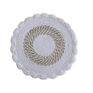 Extra Large Placemats Seagrass & Lace 16.9" - Set of Two