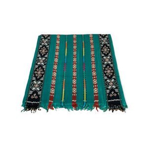 Ikat Blanket Throw, Green, Handwoven in Indonesia