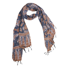 Load image into Gallery viewer, Botanically Dyed Batik Scarf, Cotton, Natural Dye, Kawung Ceplok