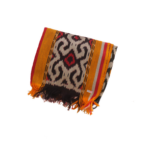 Ikat Blanket Throw, Black Red Yellow Handwoven in Indonesia