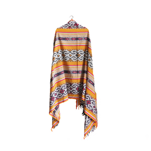Ikat Blanket Throw, Black Red Yellow Handwoven in Indonesia