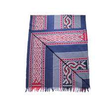 Load image into Gallery viewer, Ikat Blanket Throw, Blue Red Grey Handwoven in Indonesia