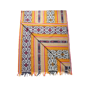 Ikat Blanket Throw, Black Red Yellow Handwoven in Indonesia