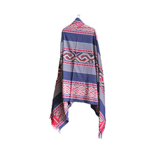 Load image into Gallery viewer, Ikat Blanket Throw, Blue Red Grey Handwoven in Indonesia