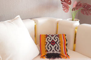 Ikat Blanket Throw, Black Red Yellow Handwoven in Indonesia