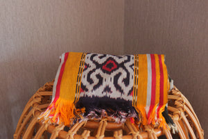 Ikat Blanket Throw, Black Red Yellow Handwoven in Indonesia