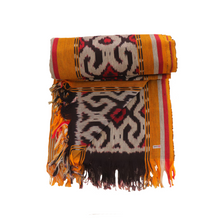 Load image into Gallery viewer, Ikat Blanket Throw, Black Red Yellow Handwoven in Indonesia