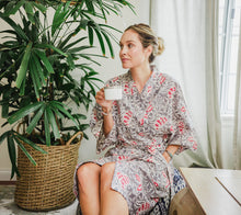 Load image into Gallery viewer, Handmade Batik Robe/ Kimono - Cotton - Bouquet