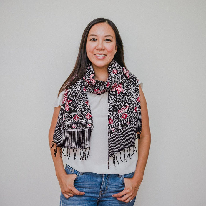 Handmade Batik Scarf - Cotton Fabric - Star