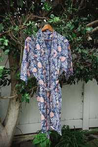 Handmade Batik Robe/ Kimono - Cotton - Orange Blossom