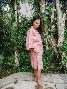 Handmade Batik Robe/ Kimono - Cotton - Wildflower