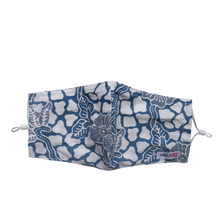 Load image into Gallery viewer, Hand Dyed Indonesia Batik Face Mask Three Layers 100% Cotton with Nose Wire Filter Pocket Soft Elastic Band D0108