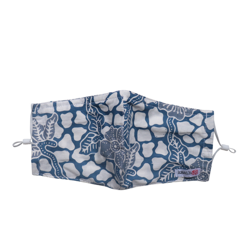 Hand Dyed Indonesia Batik Face Mask Three Layers 100% Cotton with Nose Wire Filter Pocket Soft Elastic Band D0108