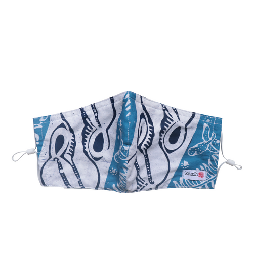 Hand Dyed Indonesia Batik Face Mask Three Layers 100% Cotton with Nose Wire Filter Pocket Soft Elastic Band D0094