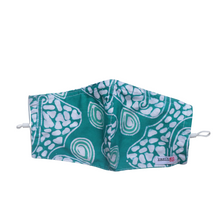 Load image into Gallery viewer, Hand Dyed Indonesia Batik Face Mask Three Layers 100% Cotton with Nose Wire Filter Pocket Soft Elastic Band D0099