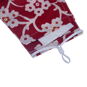 Gili Collection Batik Face Covering - Cucumber Flower Red