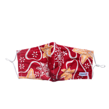 Load image into Gallery viewer, Hand Dyed Indonesia Batik Face Mask Three Layers 100% Cotton with Nose Wire Filter Pocket Soft Elastic Band D0100