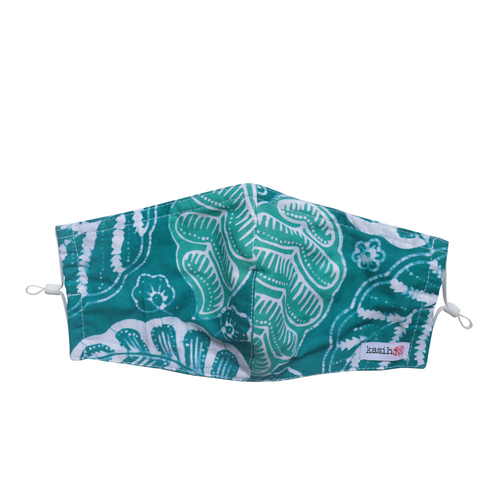 Hand Dyed Indonesia Batik Face Mask Three Layers 100% Cotton with Nose Wire Filter Pocket Soft Elastic Band D0097