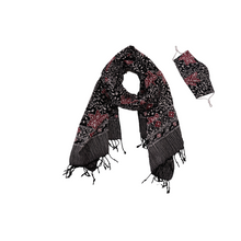 Load image into Gallery viewer, Hand Dyed Indonesia Batik Face Covering &amp; Scarf Set 100% Cotton - Black Red Star